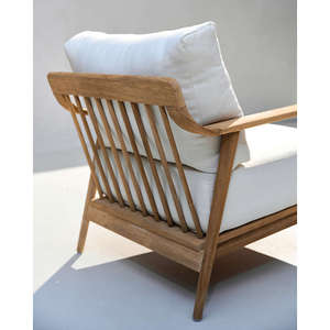 Sofá de teca para jardín, marco de madera de teca de un asiento, acabado de Color Natural, sofá de salón moderno para exteriores - Product Image 4