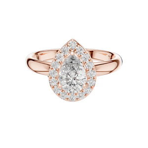 Anillo con Halo de Diamantes de Laboratorio en Forma de Pera de 0.94 CT para Mujer, VVS-VS EF CVD, Oro de 18K, 14K, 10K y Plata 925, Oro Rosa, Amarillo, Blanco - Product Image 1