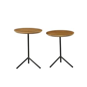 Ensemble de 2 tables d'appoint en bois de manguier, finition naturelle moderne, écologique, pour chambre à coucher, salon, canapé ou chevet - Product Image 2