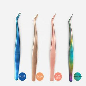 Pinces à épiler en acier inoxydable tout usage et volumineuses avec étui en cuir PU pour kit d'extension de cils - Product Image 1