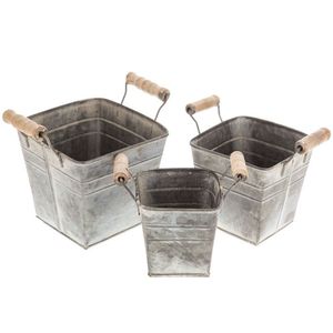 Maceta galvanizada rústica con asas de cuerda para decoración de estilo de granja o jardinería de contenedores de espacio pequeño - Product Image 2