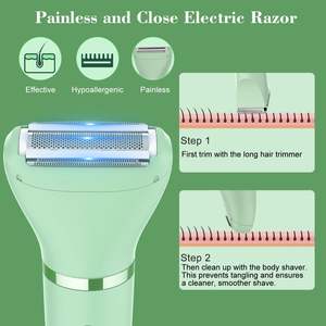 Rasoir électrique 3-en-1 pour femme, utilisation humide/sèche, tondeuse bikini pour visage, aisselles, jambes, bras, étanche, écran LCD, fonctions intimes - IPX7 - Product Image 5