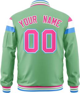 Veste bombardier universitaire de luxe surdimensionné en satin à rayures contrastées veste de qualité supérieure pour hommes streetwear OEM vente en gros - Product Image 2