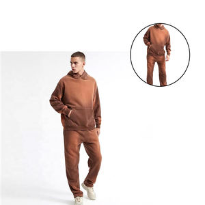 Survêtements personnalisés délavés à l'acide Survêtement surdimensionné en éponge lourde 100% coton Ensemble pantalons de survêtement et sweat à capuche évasés pour hommes - Product Image 5