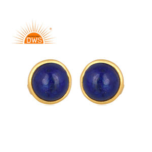Mejor Venta de Plata de Ley 18K chapado en oro Natural lapislázuli piedra preciosa Stud pendiente Demi joyería fina fabricante - Product Image 1