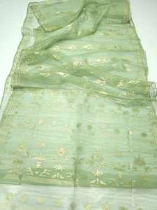 พิเศษ Deshi dhakai jamdani sharee ผ้า jamdani สีเขียวสีฟ้าสีแดงสีทองจากบังคลาเทศ - Product Image 2