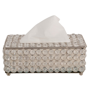 Porte-papier de soie en métal en cristal fait à la main le plus vendu pour la maison et la décoration de Table de mariage boîte à mouchoirs rectangulaire - Product Image 1