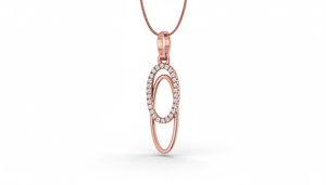 Gold Interlocking Oval Diamond Pendant With Smooth Linked Oval Shape Designed Modern Elegant And Timeless Jewelry Style - Product Image 3