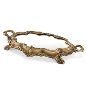 Bandeja Decorativa de Metal con Cadena de Latón y Cristal Espejo, Acabado Dorado Antiguo, para Decoración del Hogar - Product Image 6