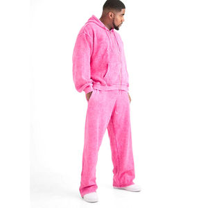 Ensembles de survêtements délavés à l'acide de haute qualité pour hommes, pantalons de survêtement en molleton, logo personnalisé, respirant, léger et écologique, OEM - Product Image 2