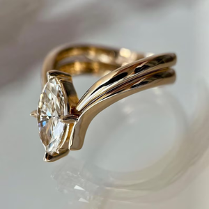 2.00 Carat Marquise Forme Lab Grown Diamond Solitaire Bague de fiançailles et de fête 14K Or rose F Couleur VVS2 Clarté - Product Image 2