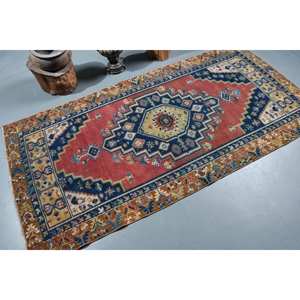 พรมตุรกีขนาด3,7x7,3ฟุตพรมคลาสสิกสีแดงสีน้ำเงิน - Product Image 2