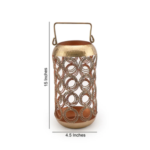 Vajilla de uso de decoración del hogar, florero de aluminio dorado con diseño de corte de anillo chapado en oro de fabricante indio - Product Image 1