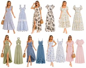 Vestido Midi de Verano para Mujer, Estilo Casual, Sin Tirantes, Corte A, Manga Corta, Abertura Lateral, Elegante, Disponible en Stock - Product Image 1