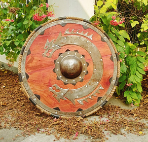 Bouclier en bois Viking authentique Bouclier de déguisement de Dieu Halloween. - Product Image 4