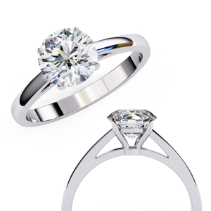 Classic 1.30ct Lab Grown Diamond Solitaire <b>Ring</b> Brilliant Cut with Sunshine White Gold Wedding <b>Band</b> for Women Diamond <b>Ring</b> - Product Image 1