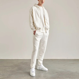 Haute qualité unisexe survêtement coton polaire hommes survêtement fermeture éclair mouche hommes sweats à capuche et pantalons ensembles pour hommes - Product Image 6