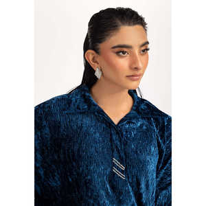 Conjunto de 2 Piezas de Terciopelo Arrugado Informal para Mujer, Modelo IPST-55162, con Capucha, Corte Holgado, para Verano y Otoño - Product Image 2