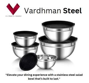 Vente d'usine, prix bas, saladier en acier inoxydable avec couvercle en plastique, saladier avec couvercle, saladier à mélanger - Product Image 2