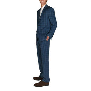 Abito da uomo Billy London slim-fit elasticizzato ad alte prestazioni, blazer blu taglia 40R monopetto e doppiopetto con chiusura a bottoni sul pantalone - Product Image 2