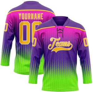 Services OEM, vente chaude, impression par sublimation personnalisée, séchage rapide, anti-bactérien, maillot de hockey 100% polyester avec noms d'équipe personnalisés - Product Image 1