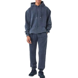 Sudadera con capucha gris suave con pantalones de chándal relajados, chándal informal cómodo para hombre para deportes, chándal Boxy Fit de gran tamaño - Product Image 1
