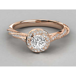 Bague pour femme avec diamant de laboratoire, or 18 carats, solitaire, design élégant - Product Image 1