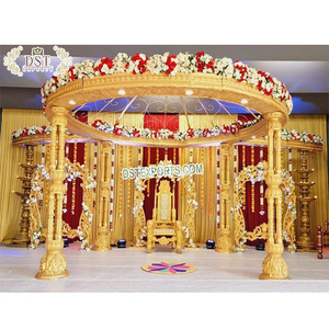 Tamil Wedding Grand Mandap con Dome Golden Mandap para la ceremonia de boda de Malasia Srilankan Wedding Dome Design Mandap Decor USA - Product Image 1