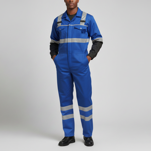 Overol de una Pieza de Manga Larga con Franja Reflectante, Uniforme de Seguridad Laboral Transpirable para Trabajadores de la Construcción y Mecánicos - Product Image 1