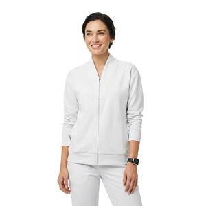 Uniformes Médicos al por Mayor, Chaqueta Médica con Cierre Frontal y Cuello en V para Mujer, Tela Elástica, Puños Acanalados, Bolsillos, Logotipo Personalizable - Product Image 1