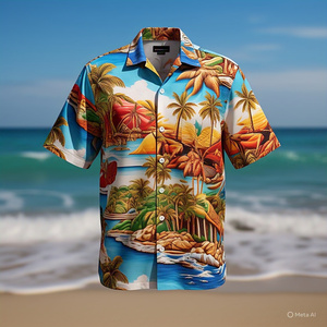 Nueva camisa de manga corta informal con cuello de sublimación de impresión completa de playa de verano para Hombre | Estilo americano totalmente impreso versátil - Product Image 1