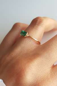 Anillo Solitario de Esmeralda con Corte Asscher y Engaste de Bisel en Oro Sólido de 14K, Piedra de Nacimiento de Mayo, Regalo para Boda, Compromiso o Fiesta, Unisex - Product Image 4