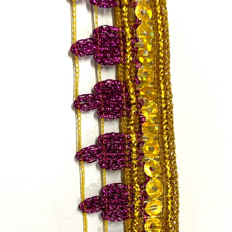 Gold Silver Ivory Metallic Beads Ribbon