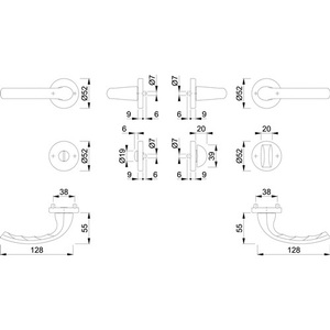 Ensemble de rosettes rondes en aluminium F1 pour portes et fenêtres 1710 mm 42KV/42KVS SK/OL Gauche/Droite HOPPE - Product Image 3
