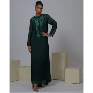 Long Green Evening <b>Dress</b> <b>Women</b> Sheer Sleeve Maxi Gown Stylish Formal Wear for Special Occasions - Product Image 1