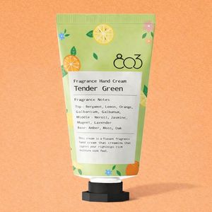 Crème pour les mains à l'acide hyaluronique coréen - Parfum vert délicat pour femmes adultes, tous types de peau, emballage en tube - Product Image 1
