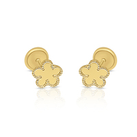 Boucles d'oreilles classiques en or jaune 18 carats, forme fleur 5,5 mm, bijoux tendance pour homme et femme