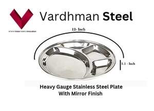 Assiette à dîner 4-en-1 écologique en acier inoxydable Poli Compartiment à 4 sections Forte demande pour mariages et cadeaux - Product Image 5