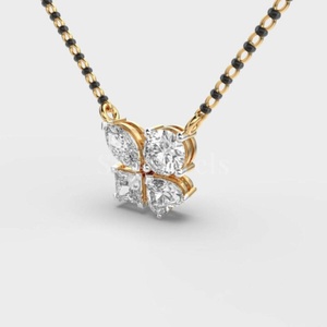Chaîne de perles Stonewels Lovers Luck Diamond Mangalsutra Trendy Yellow Gold Jewelry Marquise Princess Heart Diamonds pour les mariages - Product Image 4