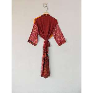 Vintage Recycled Silk Kimono <b>Robe</b> Boho Dressing Gown for Spring Thermal Summer Bridal <b>Beach</b> Wear <b>Beach</b> Wear Lounge Wear Recycled - Product Image 4