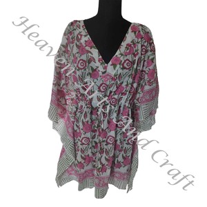 Nueva llegada 2024 indio bloque de mano estampado Kaftan Robe KFCS185 vestido de verano Kimono vacaciones vestido holgado ropa de mujer - Product Image 2