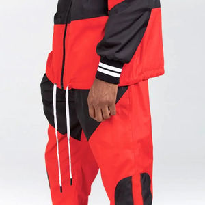 Ensemble de survêtement coupe-vent 2 pièces en nylon imprimé 100 %, couleur contrastante, décontracté, pour homme, séchage rapide, respirant, hiver - Product Image 5