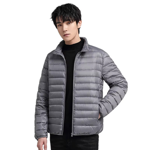 2025 haute qualité vert foncé couleur hommes doudoune léger tissu col montant fermeture éclair Style bouffant manteau pour une utilisation hivernale - Product Image 1