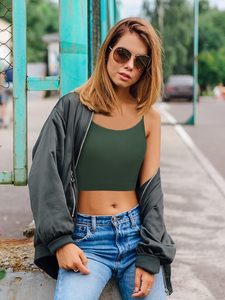 Débardeur court en coton doux et extensible à côtes en dentelle pour femmes, haut de camisole sans manches basique d'été, vêtement décontracté pour tous les jours - Product Image 4