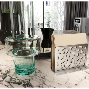 Porte-serviettes plat au design moderne de luxe, couleur argent, découpe laser, fournitures de vente en gros, décors de table à manger, étagère de rangement pour serviettes - Product Image 6