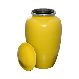 Urna de cremación clásica Elegance en urna de cremación de aluminio amarillo para almacenamiento de cenizas humanas Color personalizado esmaltado impreso - Product Image 6