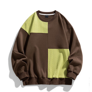 Mode couleur blocage pull col rond pull hommes à manches longues T-shirt nouveaux garçons lourd bas chemise - Product Image 1