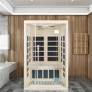 Sala de <span class=keywords><strong>sauna</strong></span> de infrarrojos lejanos para 2 personas-Calentadores modernos de fibra de carbono de lujo con sistema de calefacción para pies | Premium Low EMF Home Spa - Product Image 6