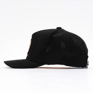 Patch Structured Wholesale High Quality Perforated Custom Rubber <b>Waterproof</b> Laser Cut Hole 5 Panel <b>Golf</b> Trucker <b>Hat</b> for Sports - Product Image 2