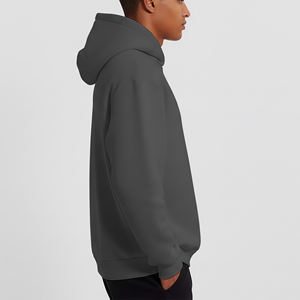 เสื้อฮู้ดดี้ผู้ชายปักโลโก้ตามสั่ง OEM ผ้าฟลีซหนานุ่ม 100% ผ้าฝ้าย สีดำ สำหรับฤดูหนาว สวมใส่สบาย แบบเรียบ ย้อมสี - Product Image 6